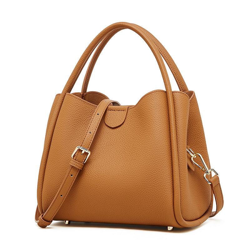 Women Fashion Plain Leather Casual Tote Bag-RAIIFY