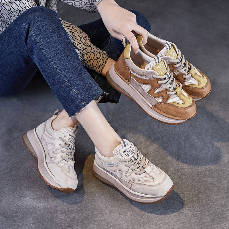 Women Retro Color Matching Breathable Mesh Casual Sneakers-RAIIFY