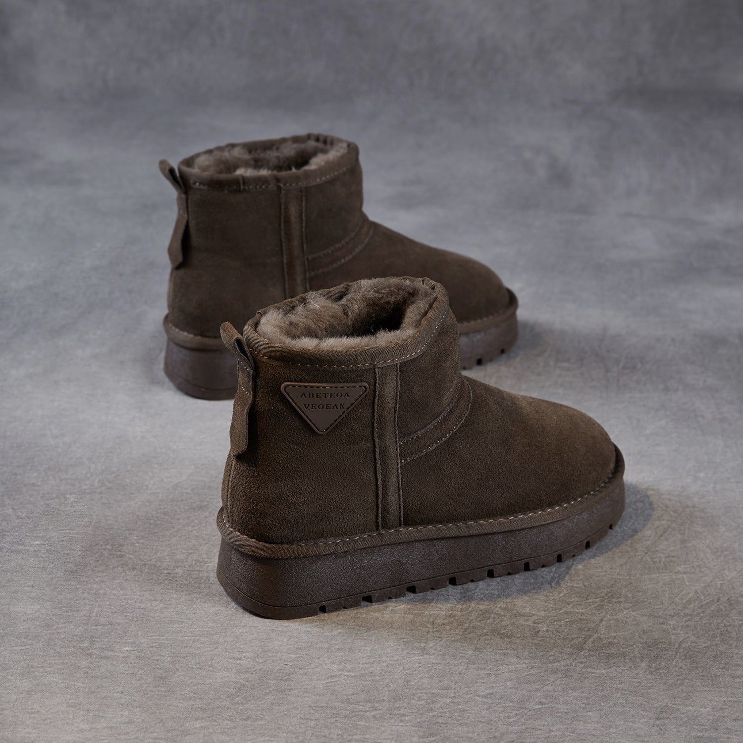 Women's Vintage Suede Slip-on Ankle Snow Boots-RAIIFY