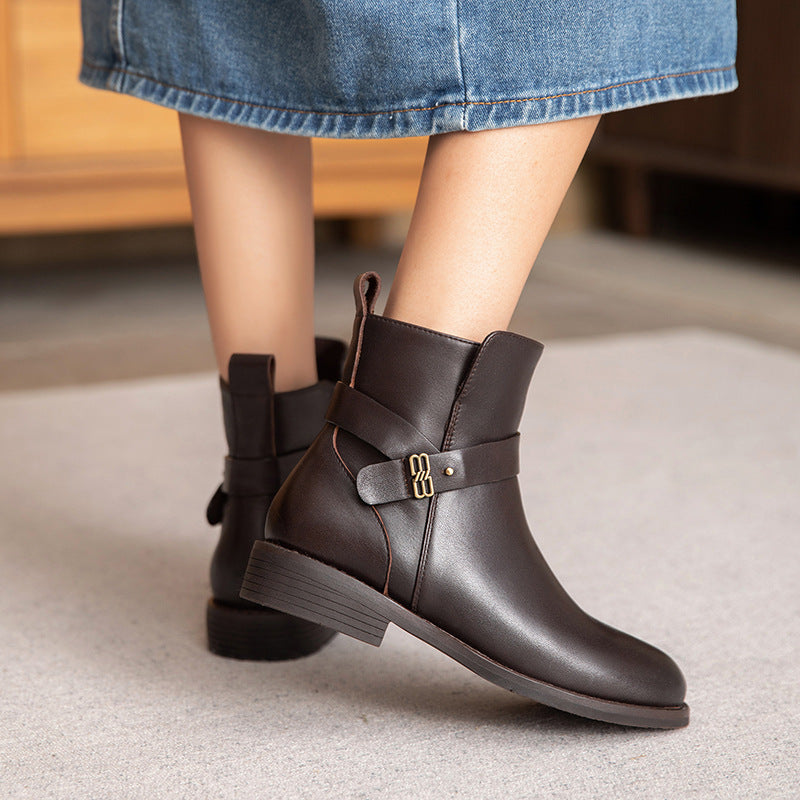 Women Minimalism Fashion Soft Leather Boots-RAIIFY