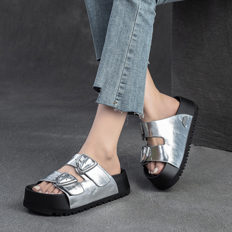 Women Summer Casual Thick Soled Flat Slides-RAIIFY