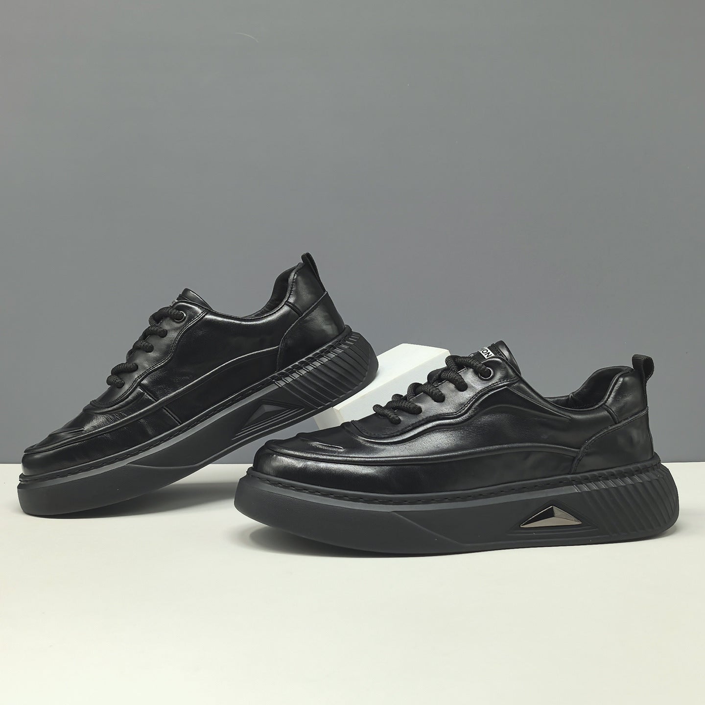 Men's Minimalist Plain Leather Flat Casual Shoes-RAIIFY