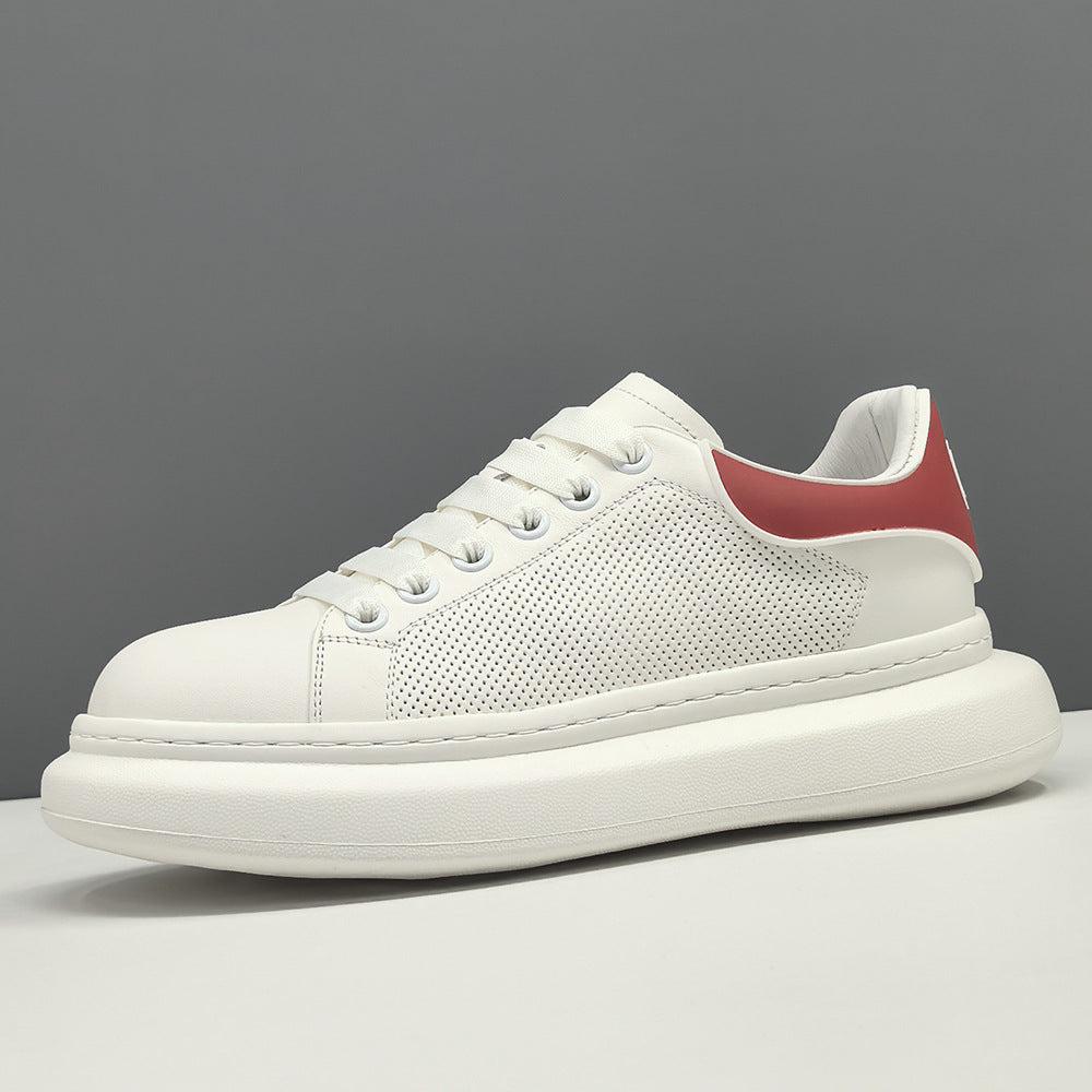 Men Fashion Hollow Breathable Leather Casual Court Sneakers-RAIIFY