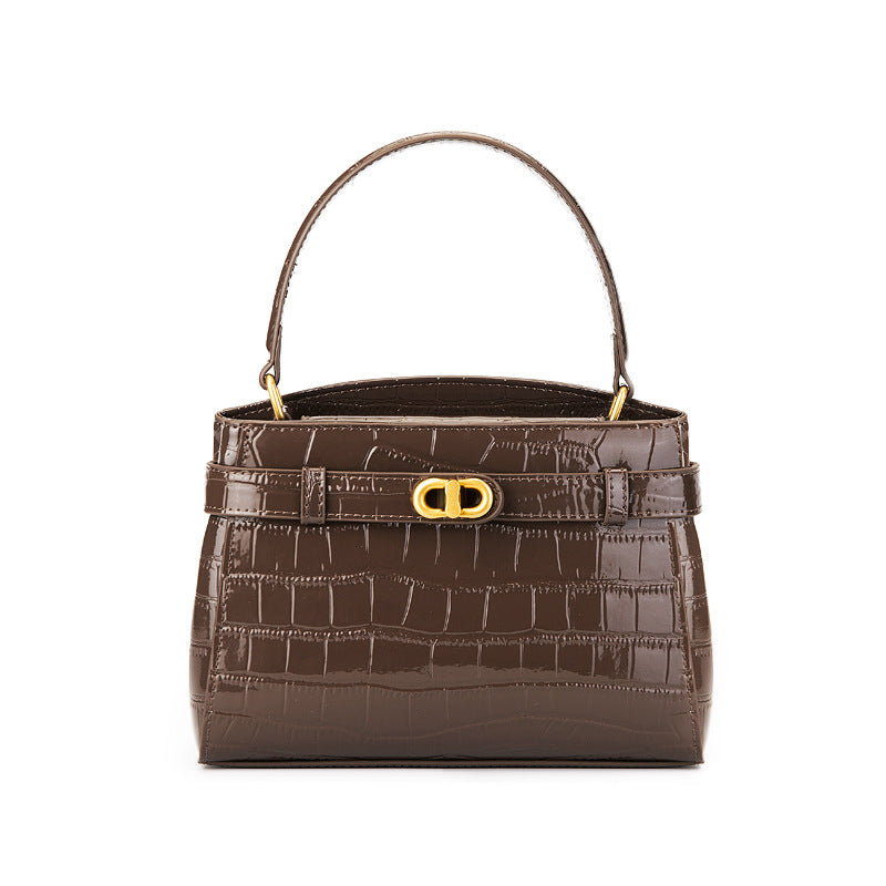Women’s Crocodile Embossed Leather Mini Square Bag-RAIIFY