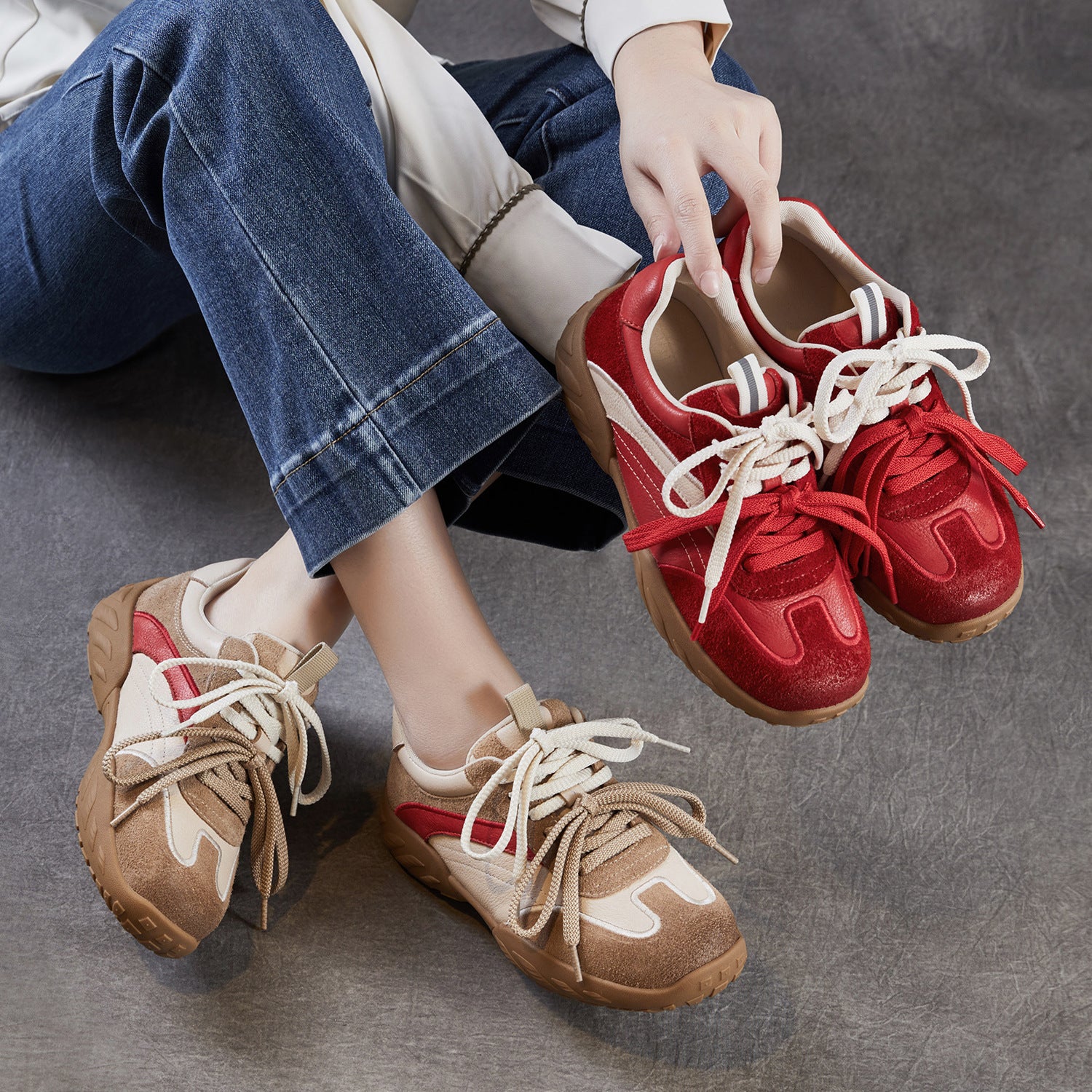 Women's Retro Suede Training Casual Sneakers-RAIIFY