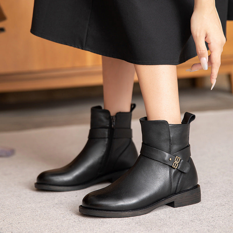 Women Minimalism Fashion Soft Leather Boots-RAIIFY