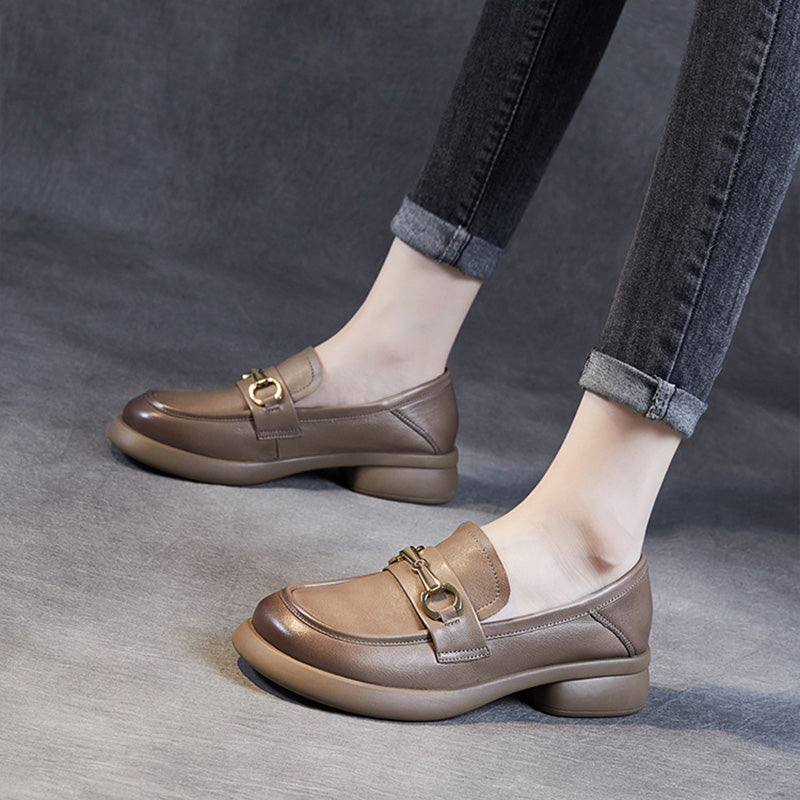 Women Retro Soft Leather Comfort Casual Loafers-RAIIFY