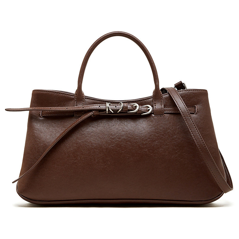 Women's Minimalist Plain Leather Satchel Bag-RAIIFY