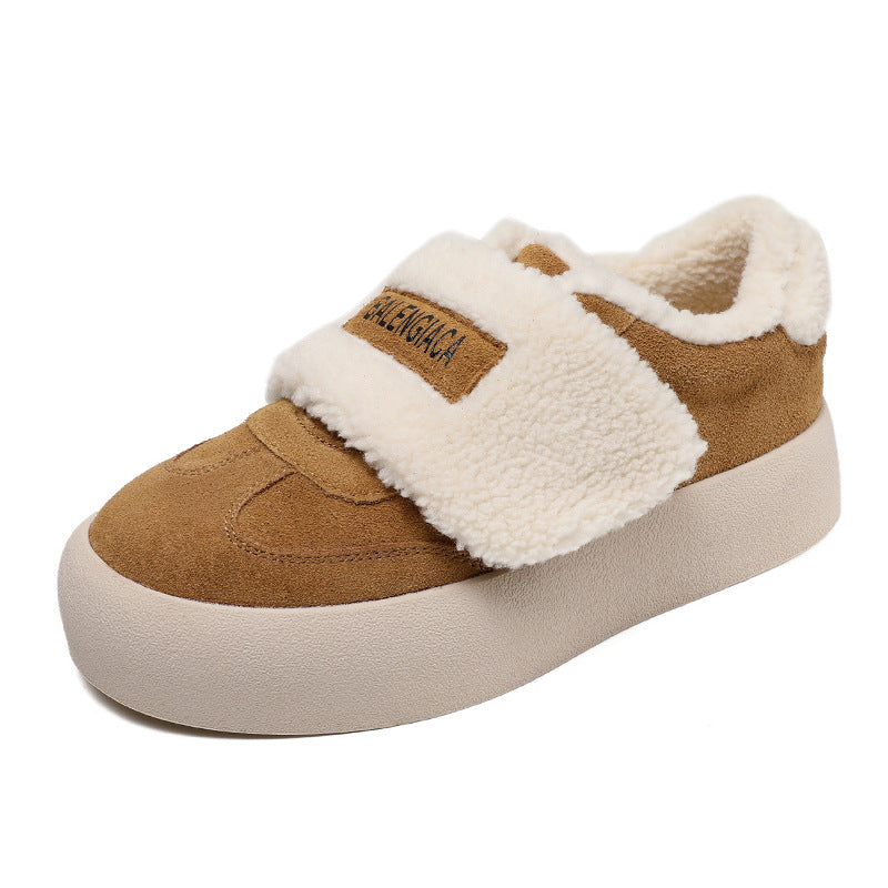 Women Minimalism Suede Velcro Tape Casual Furred Shoes-RAIIFY