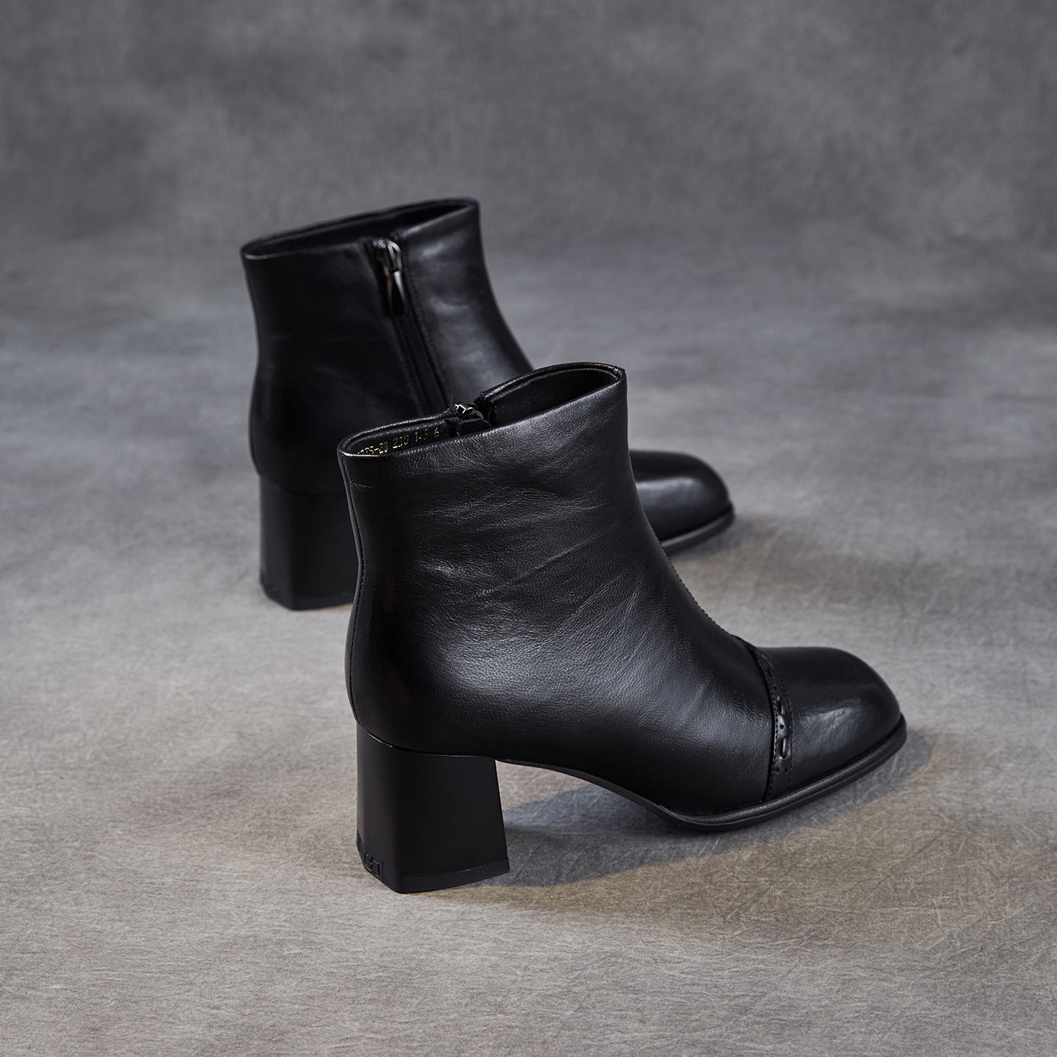 Women's Plain Leather Furred High Heel Ankle Boots-RAIIFY