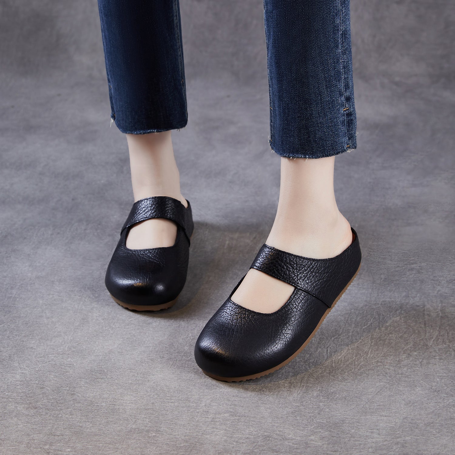 Women's Genuine Leather Slip-On Birkenstock Style Mules-RAIIFY