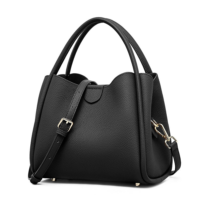 Women Fashion Plain Leather Casual Tote Bag-RAIIFY