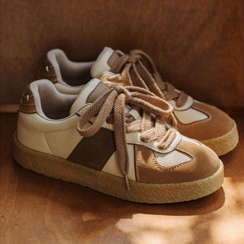 Men's Retro Leather Trainers - Genuine Leather & Vintage Stitching-RAIIFY