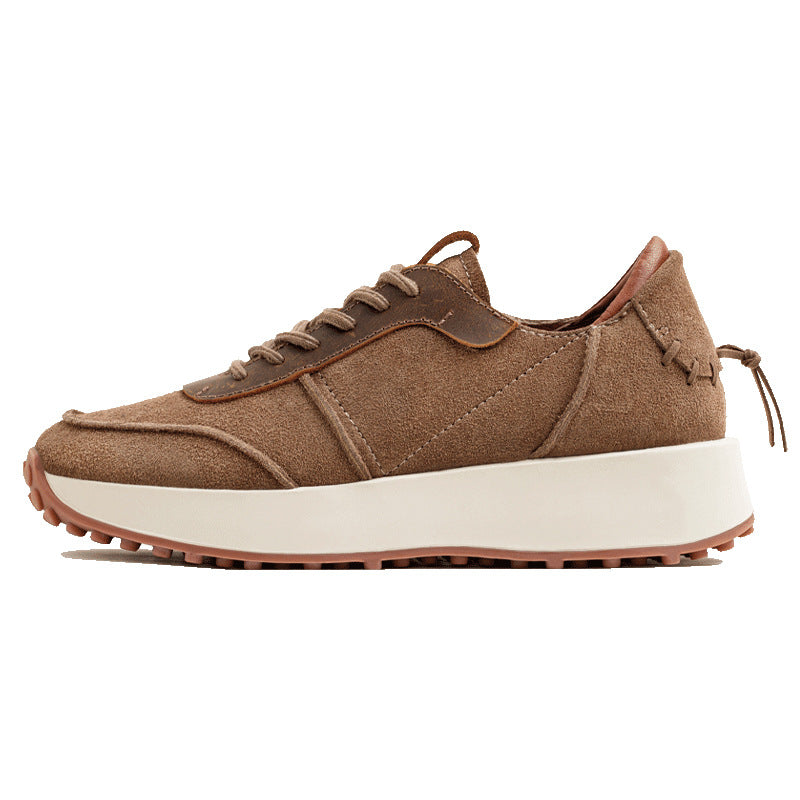 Men's Leather Platform Dad Sneakers - Retro Casual Shoes-RAIIFY