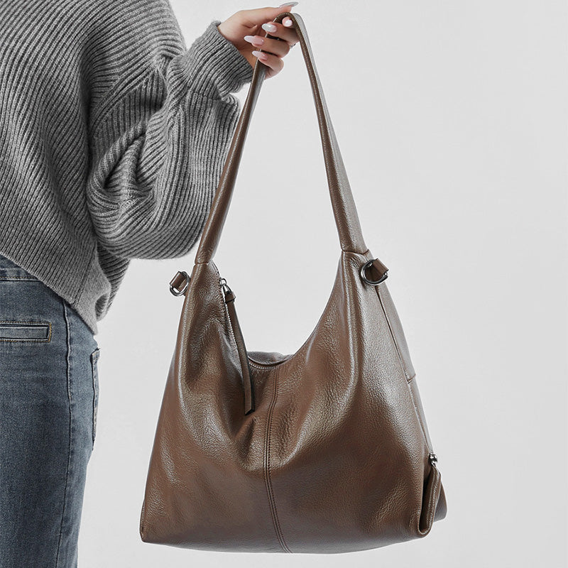 Women Soft Leather Minimalism Casual Tote Bag-RAIIFY