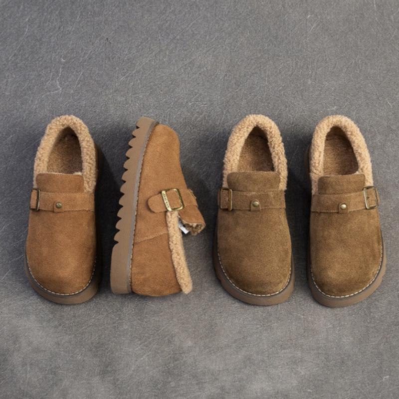 Women Winter Furred Solid Suede Casual Shoes-RAIIFY