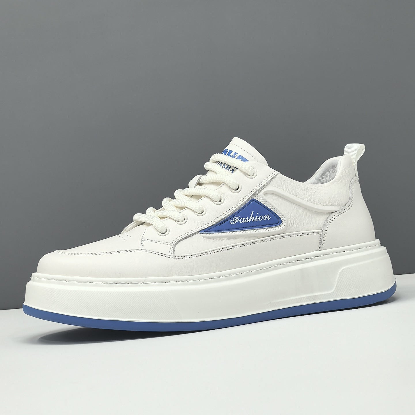 Men Genuine Leather Thick Sole Breathable Patchwork Casual Sneakers-RAIIFY