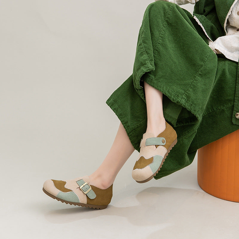 Women's Genuine Quilted Leather Casual Flat Shoes-RAIIFY