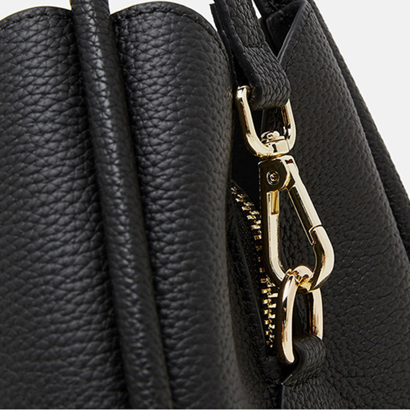Women Fashion Plain Leather Casual Tote Bag-RAIIFY