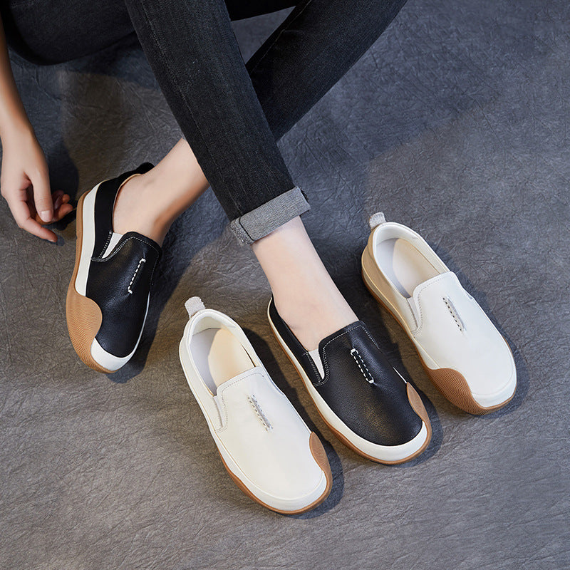 Women Soft Leather Minimalism Casual Loafers-RAIIFY