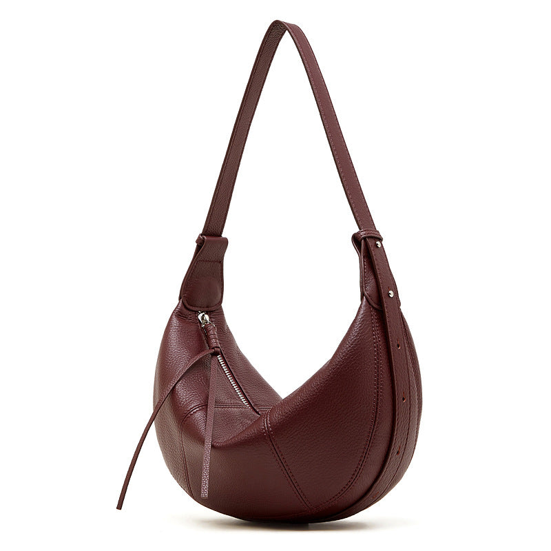 Women's Minimalist Soft Leather Crescent Shoulder Bag-RAIIFY