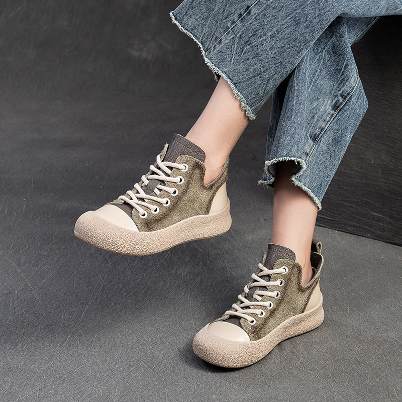 Women Fashion Leather High Top Casual Shoes-RAIIFY