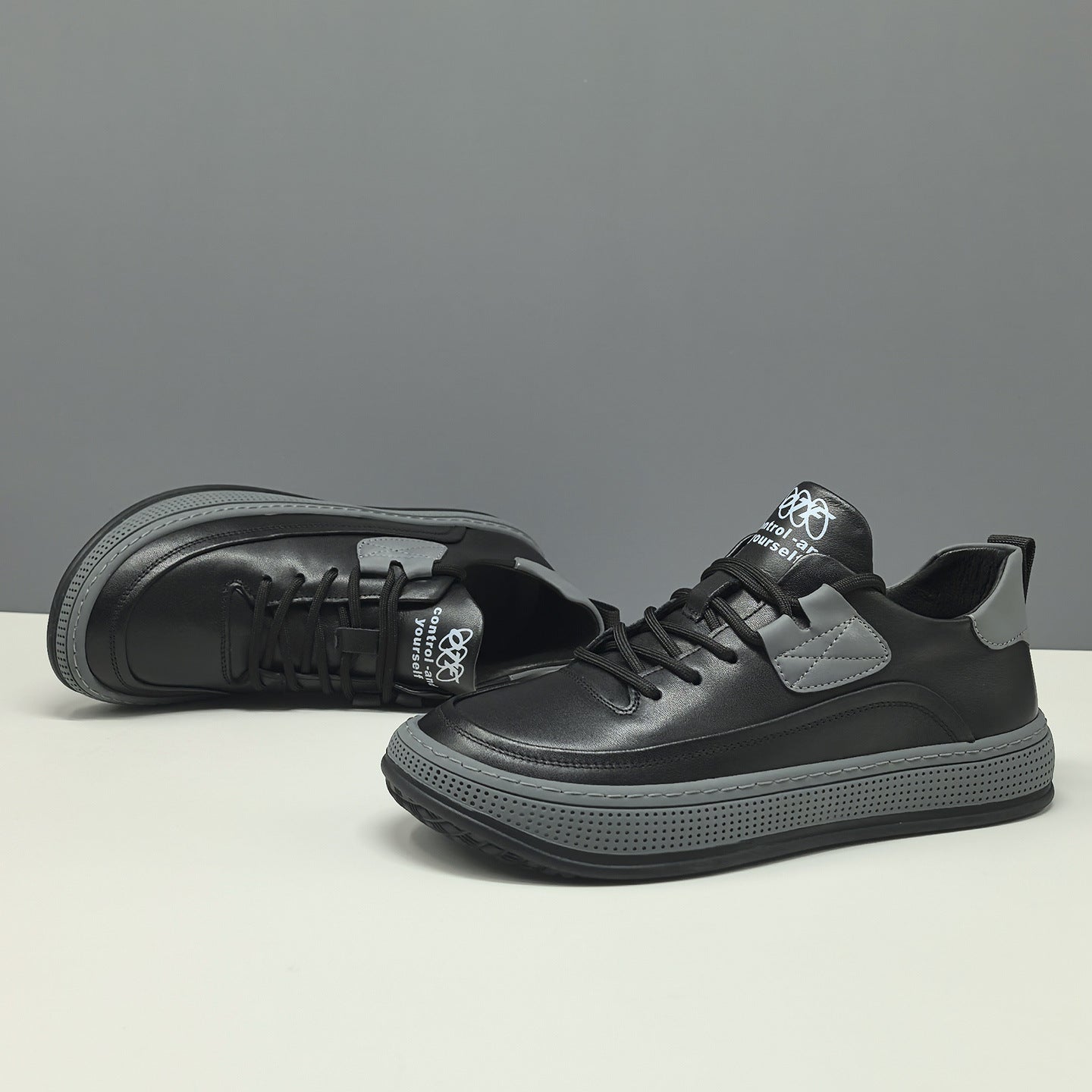 Men's Minimalist Fashion Quilted Leather Flat Casual Shoes-RAIIFY