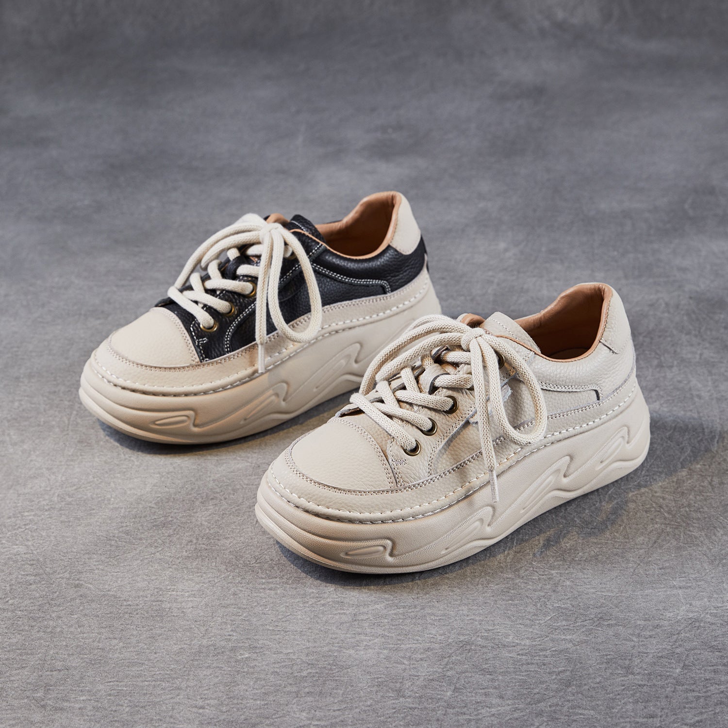 Women's Fashion Quilted Leather Casual Platform Sneakers-RAIIFY