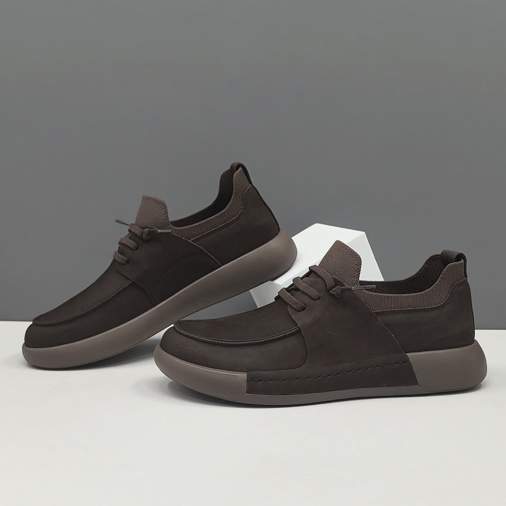 Men Minimalism Solid Leather Casual Shoes-RAIIFY