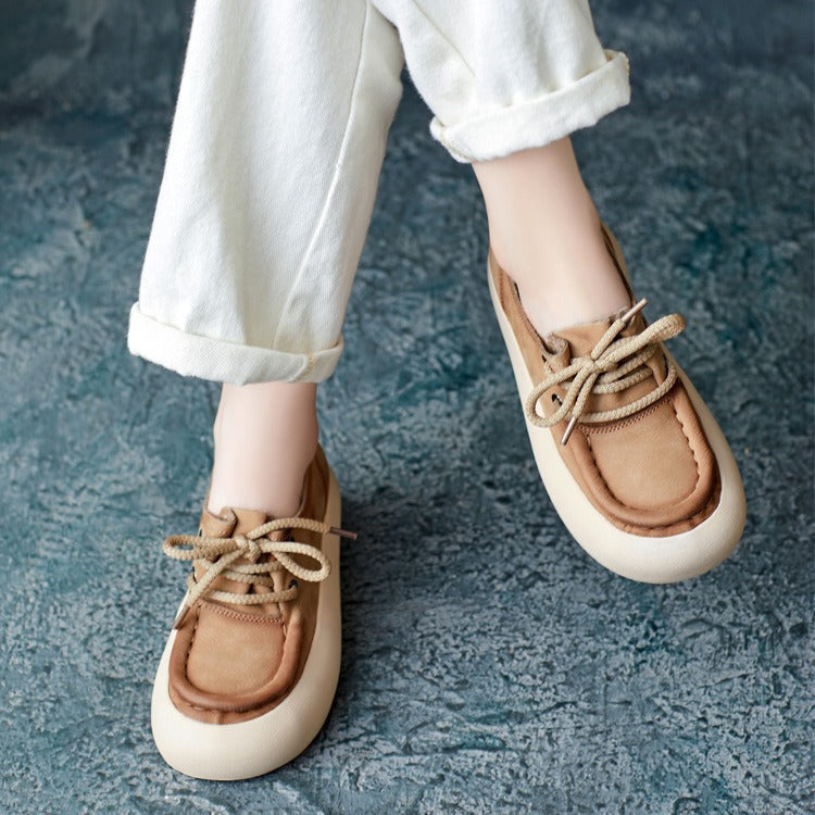 Women Handmade Soft Leather Thick Soled Casual Shoes-RAIIFY