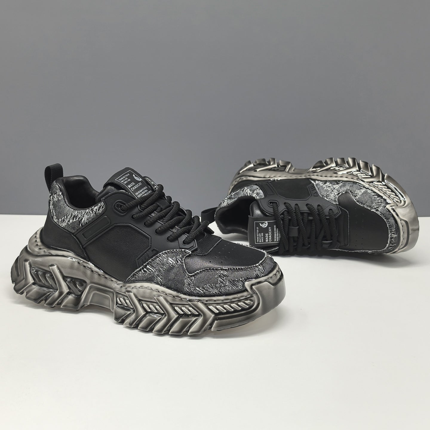 Men's Fashion Casual Leather Chunky Platform Sneakers-RAIIFY