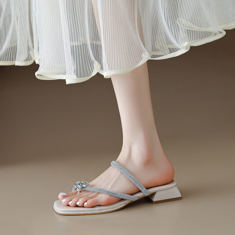 Women Stylish Soft Casual Low Block Slide Sandals-RAIIFY