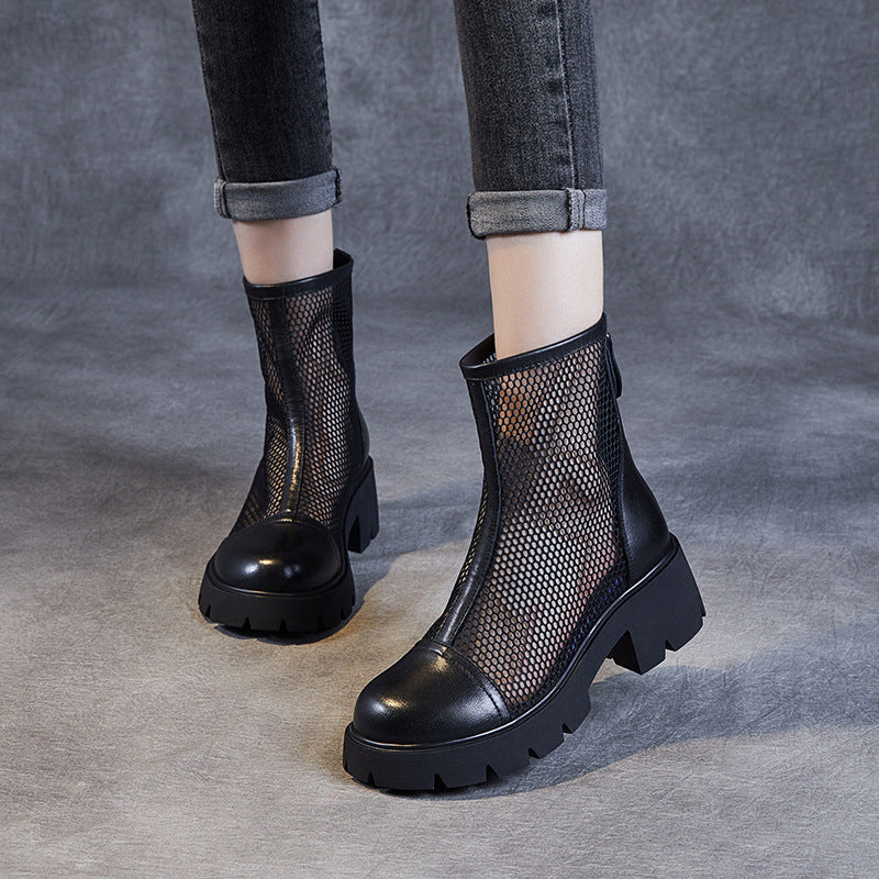 Women Fashion Hollow Mesh Summer Platform Boots-RAIIFY