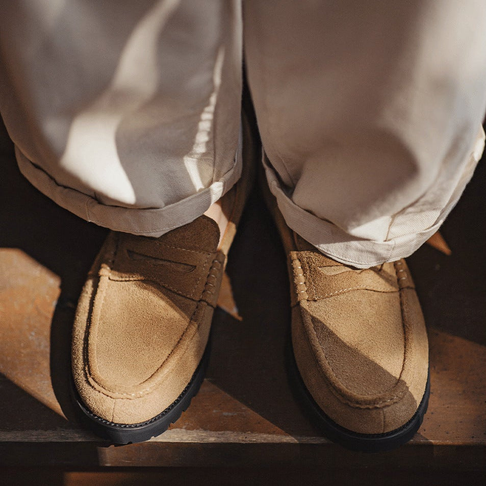 Men's Vintage Plain Suede Casual Loafers-RAIIFY
