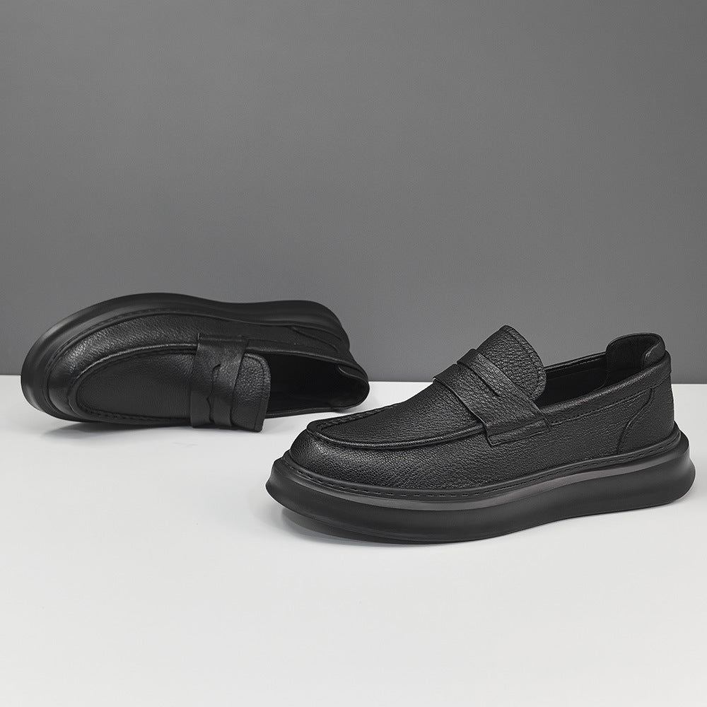 Men Minimalism Solid Soft Leather Casual Loafers-RAIIFY