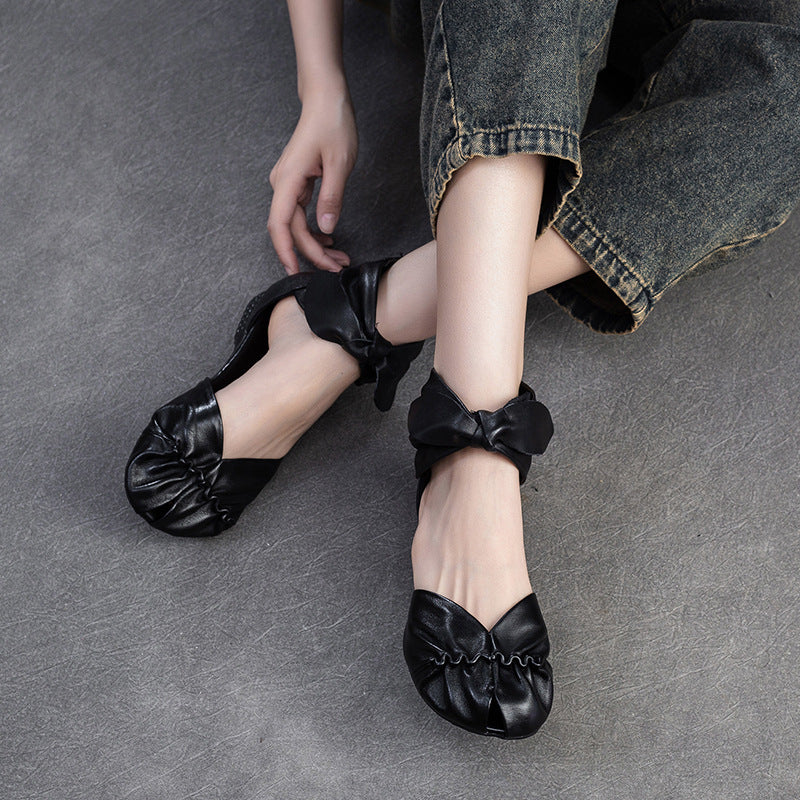 Women Retro Soft Leather Flat Casual Sandals-RAIIFY