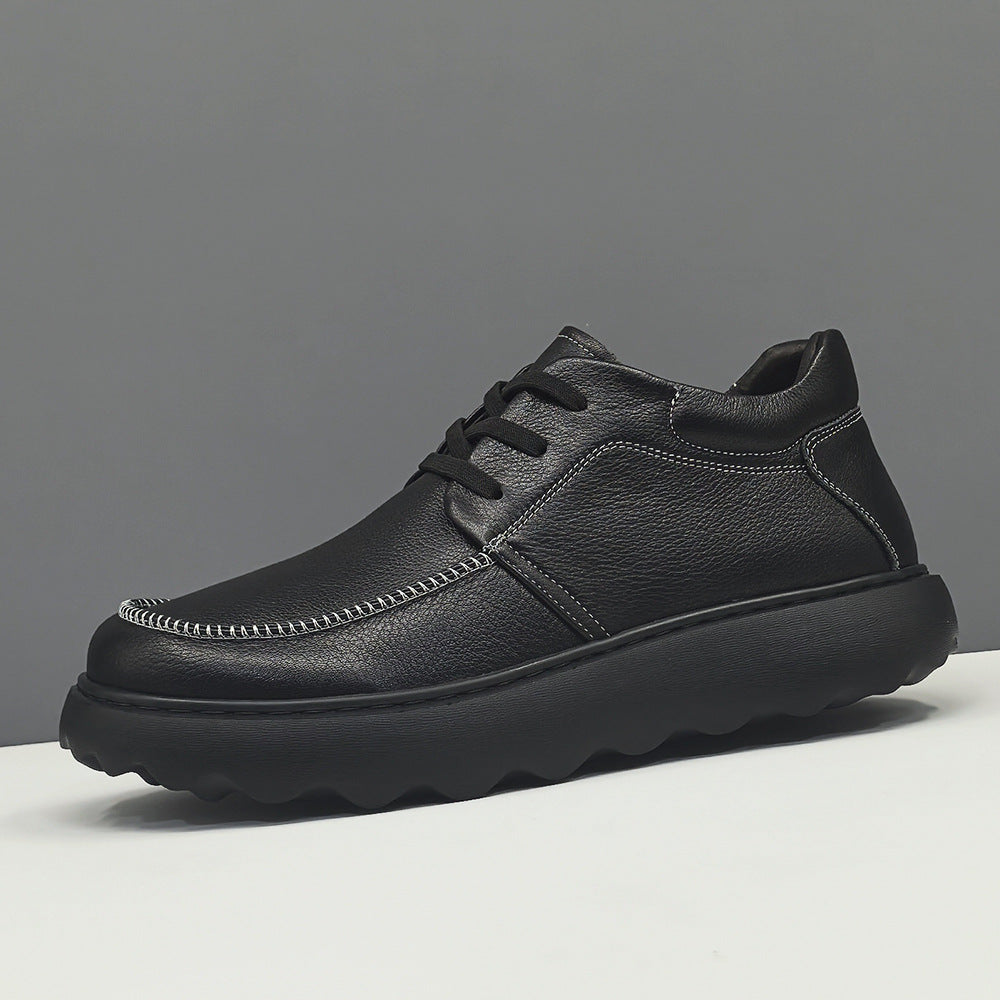 Men Minimalism Solid Leather Casual Shoes-RAIIFY