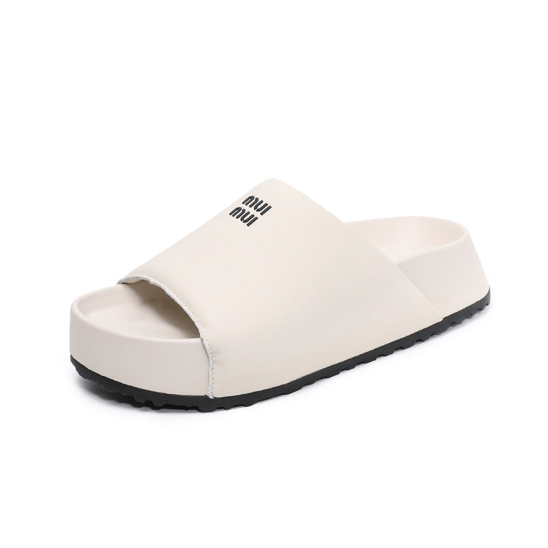 Women Minimalism Leather Anti-slip Casual Slides-RAIIFY