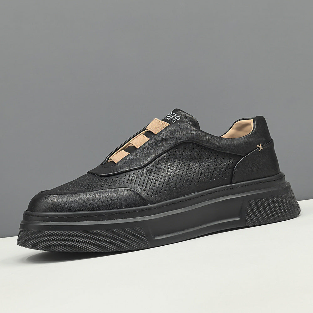 Men Fashion Breathable Leather Laceless Casual Shoes-RAIIFY