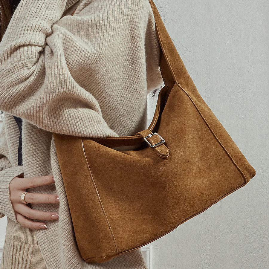 Women’s Suede Leather Vintage Shoulder Bag-RAIIFY