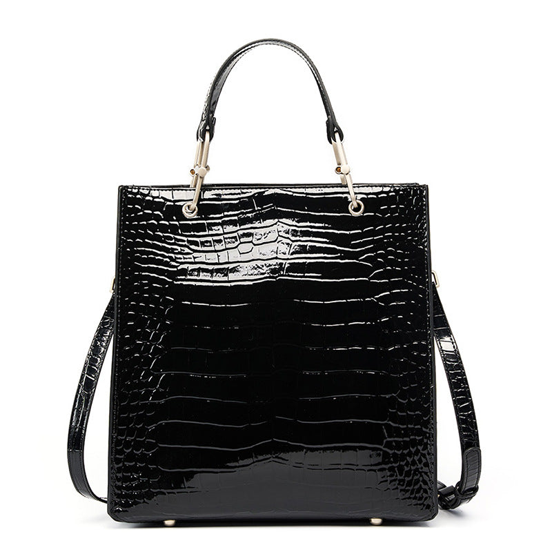 Women Fashion Embossed Glossy Leather Tote Bag-RAIIFY