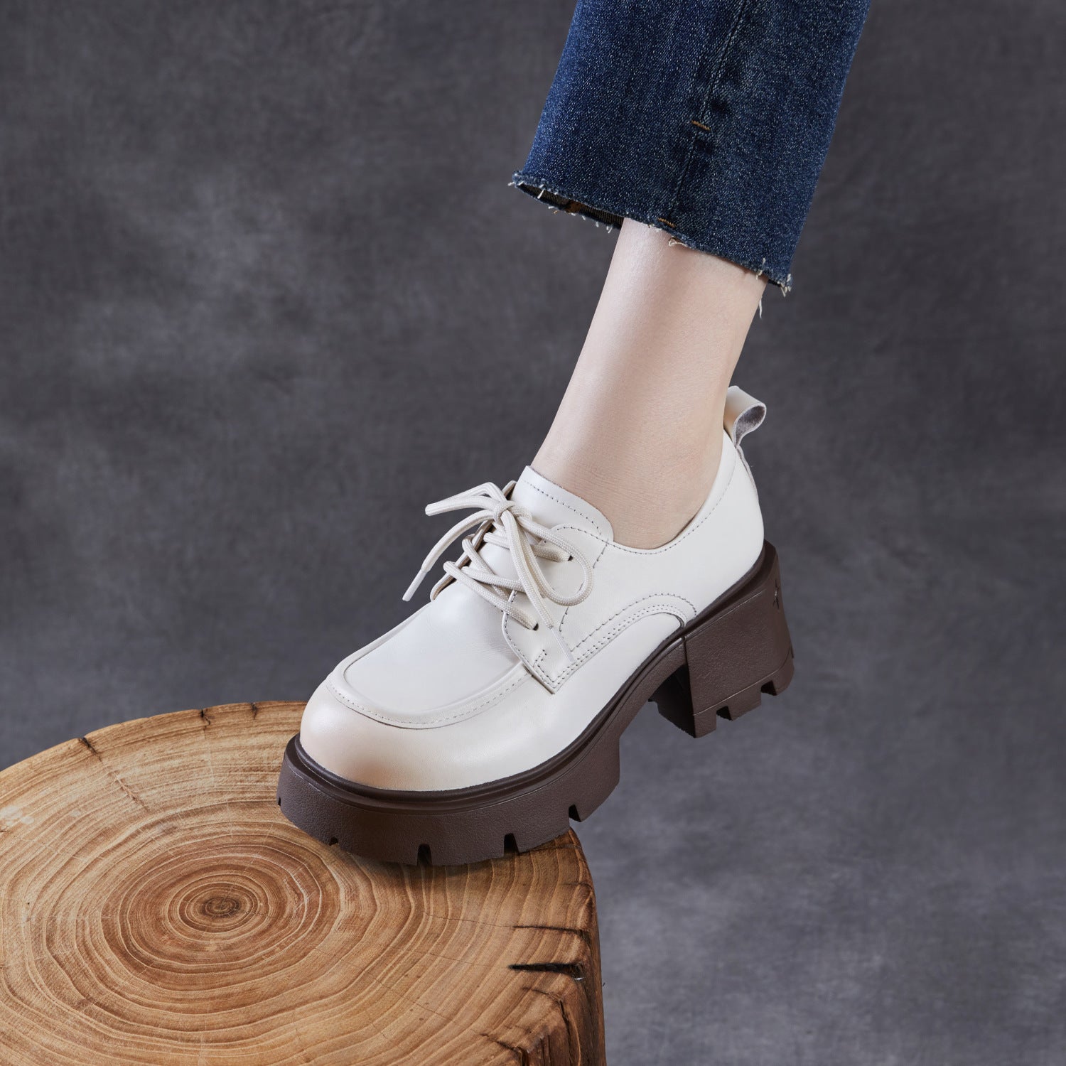 Women's Minimalist Genuine Leather Thick Sole Loafers-RAIIFY