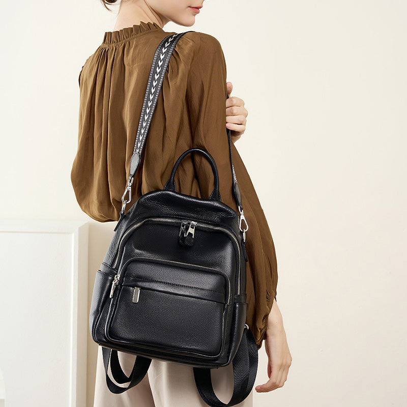 Women Minimalist Soft Leather Fashion Backpack-RAIIFY
