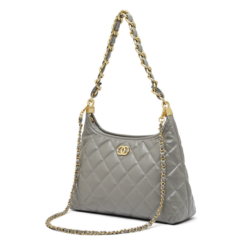 Women Fashion Quilted Leather Chain Shoulder Bag-RAIIFY