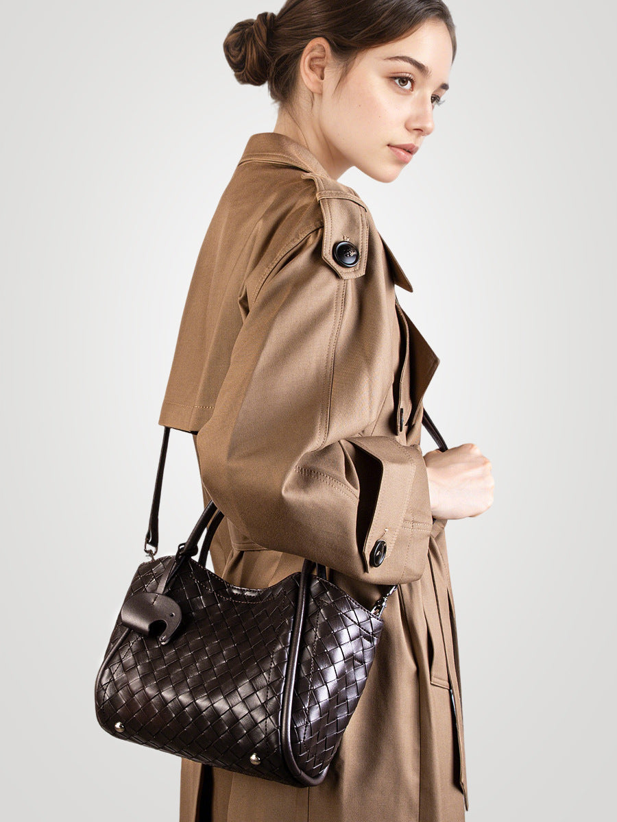 Women’s Retro Woven Leather Casual Tote Bag-RAIIFY