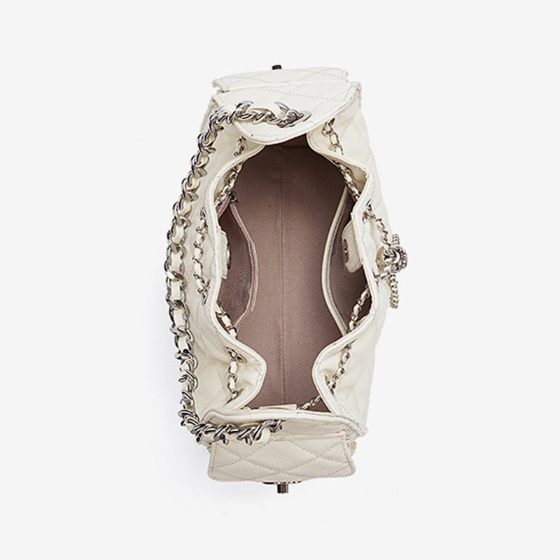 Women's Quilted Leather Chain Strap Bucket Bag-RAIIFY