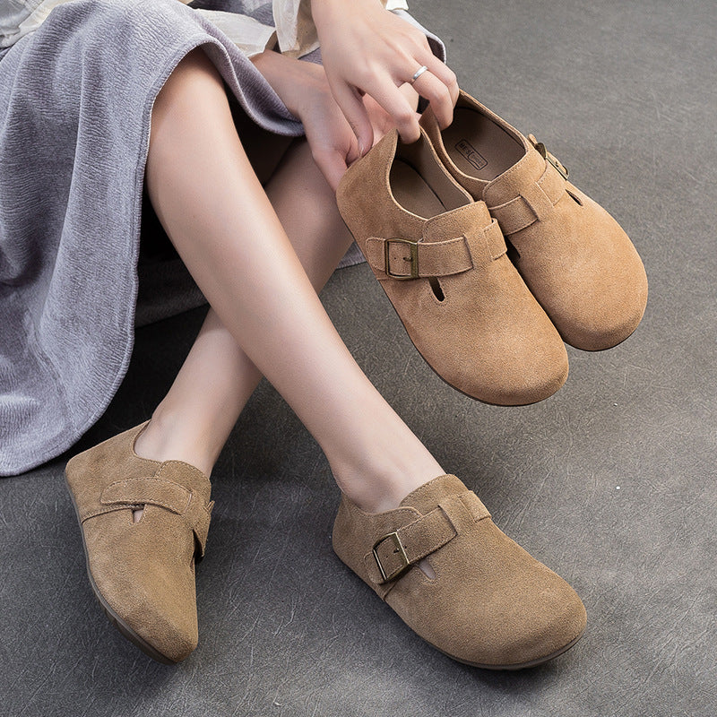 Women Retro Suede Casual Soft Flat Shoes-RAIIFY