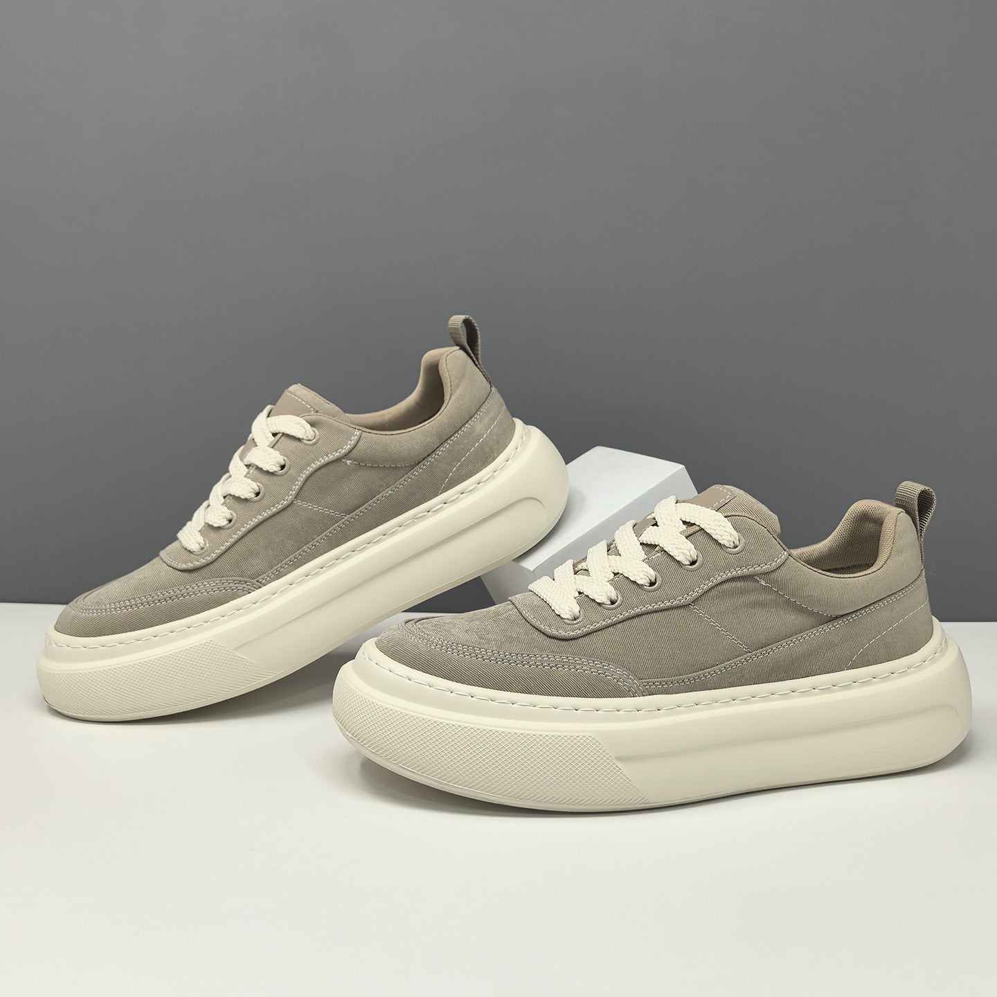 Men Breathable Ice Silk Fabric Platform Casual Wedge Sneakers-RAIIFY