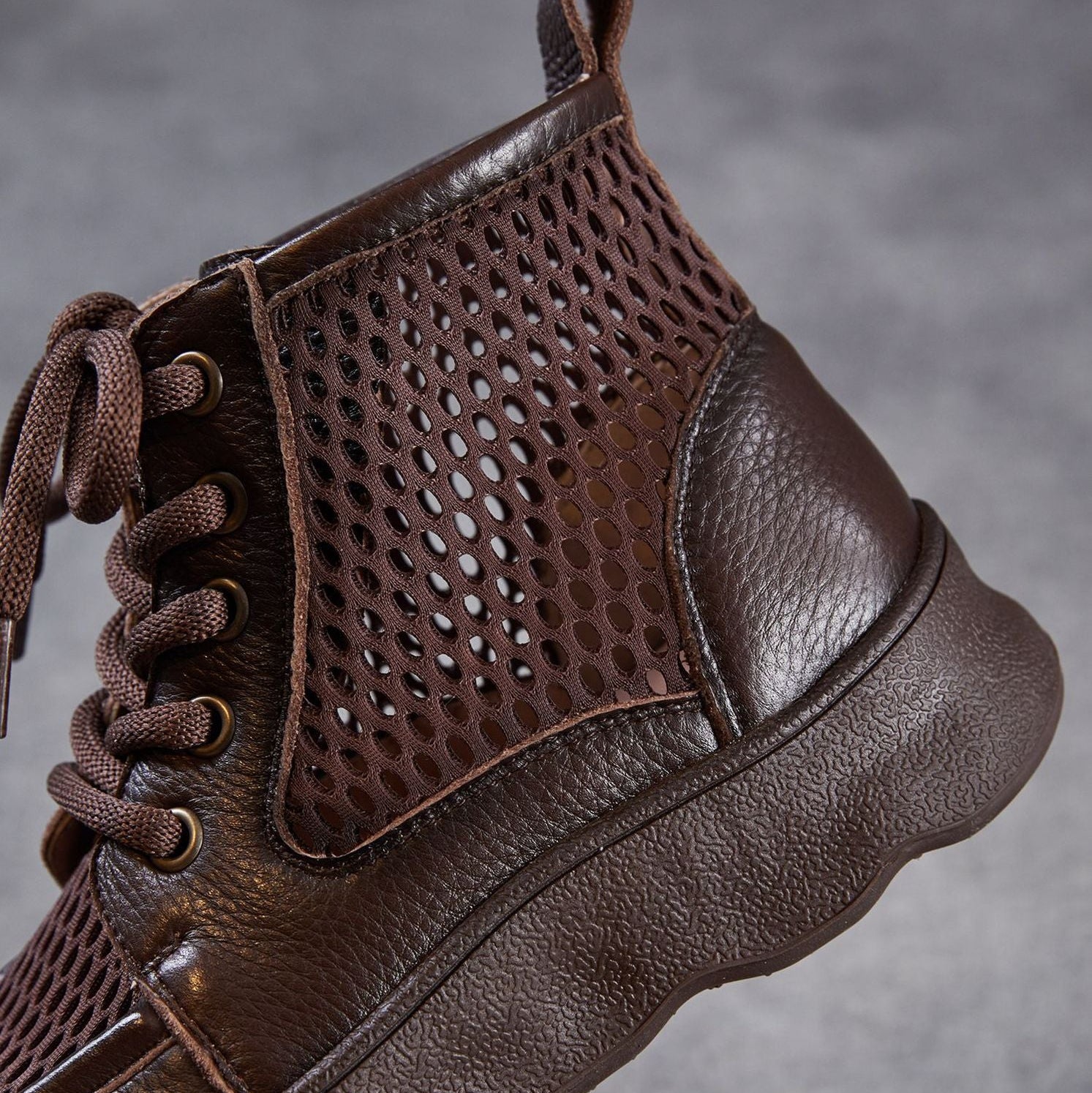 Women's Retro Hollow Mesh Summer Flat Ankle Boots