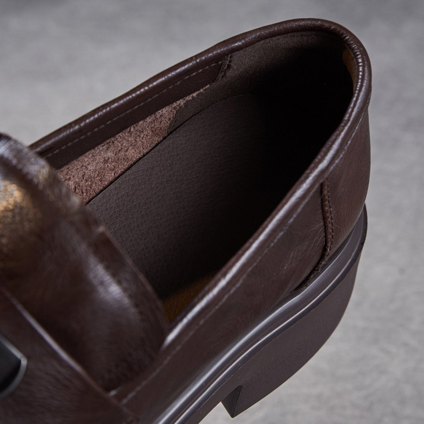 Women's Vintage Plain Leather Casual Loafers-RAIIFY